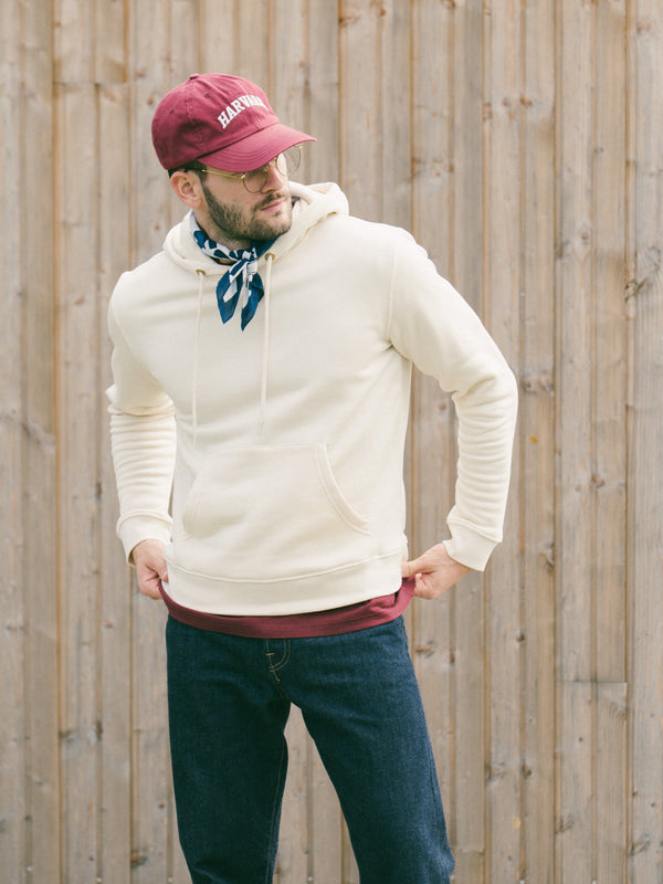 Pétrone sweat capuche hoodie homme Tencel coton bio écru homme
