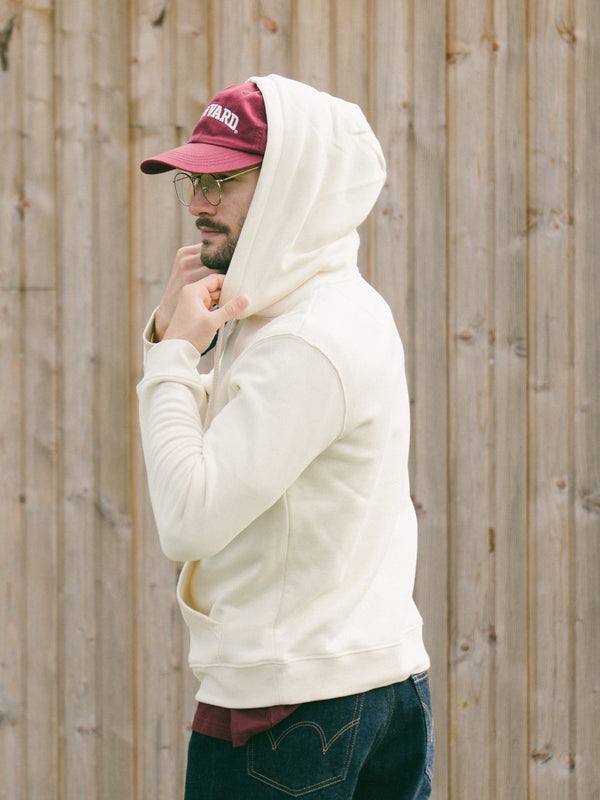Pétrone sweat capuche hoodie homme Tencel coton bio écru homme