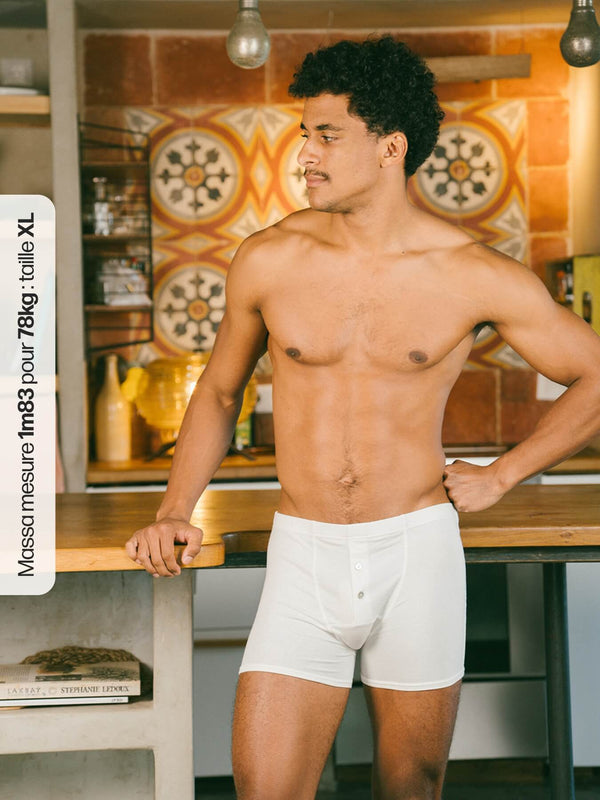 Pétrone boxer héritage coton biologique tencel lyocell blanc crème homme