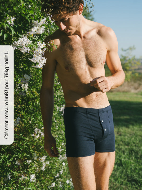 Pétrone boxer héritage coton biologique tencel bleu marine homme