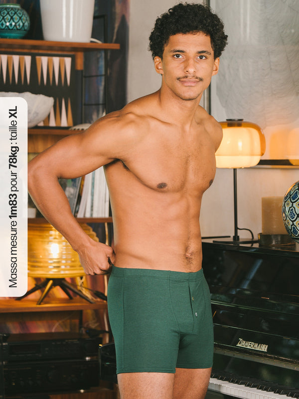 Pétrone boxer héritage coton biologique tencel lyocell vert bouteille homme