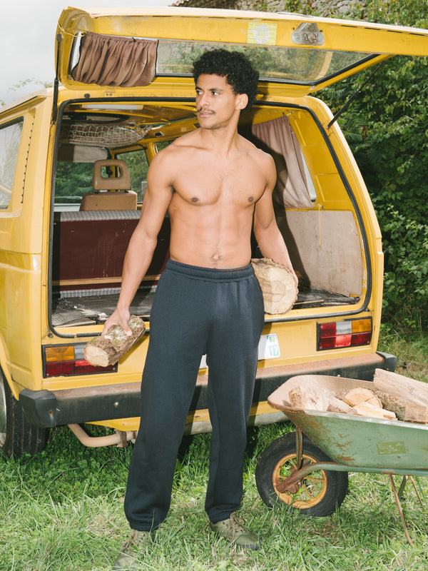 Pétrone pantalon jogging molleton homme Tencel coton bio bleu marine homme