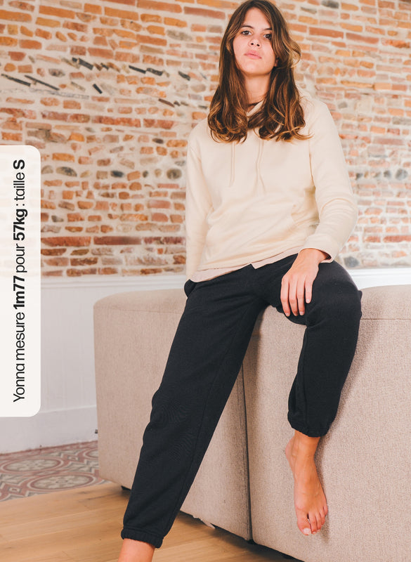 Pétrone pantalon jogging molleton homme Tencel coton bio bleu marine femme
