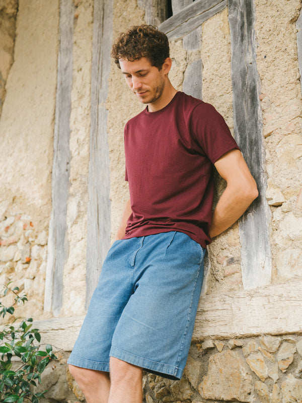 Pétrone T-shirt manches courtes coton pima micromodal bordeaux foncé homme