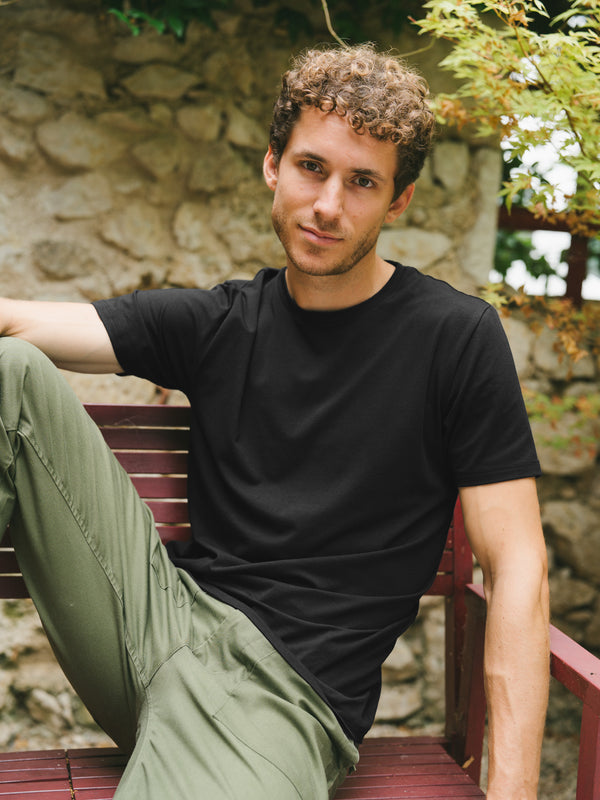 Pétrone T-shirt manches courtes coton pima micromodal noir homme