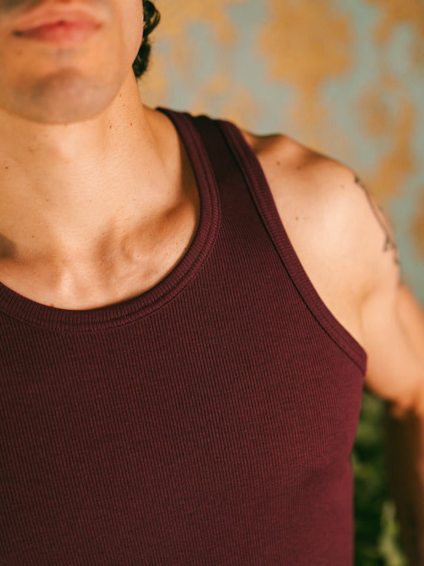 Pétrone marcel côtelé homme confortable coton biologique tencel lyocell bordeaux foncé
