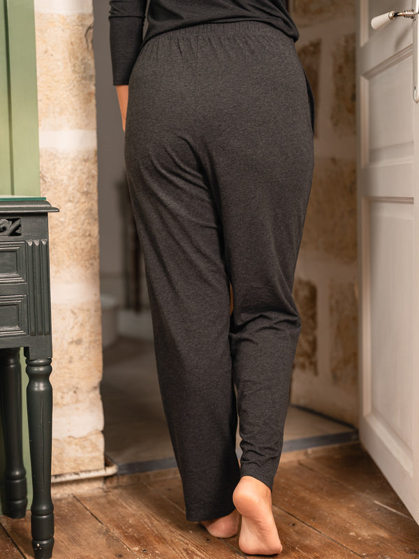 Pétrone pantalon de pyjama coton biologique tencel lyocell gris anthracite femme
