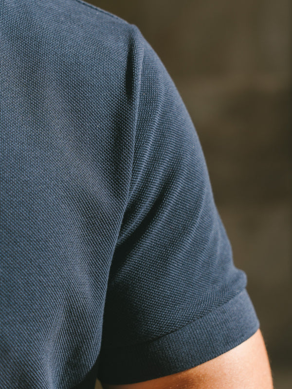 Pétrone Polo manches courtes Tencel coton bio bleu marine homme