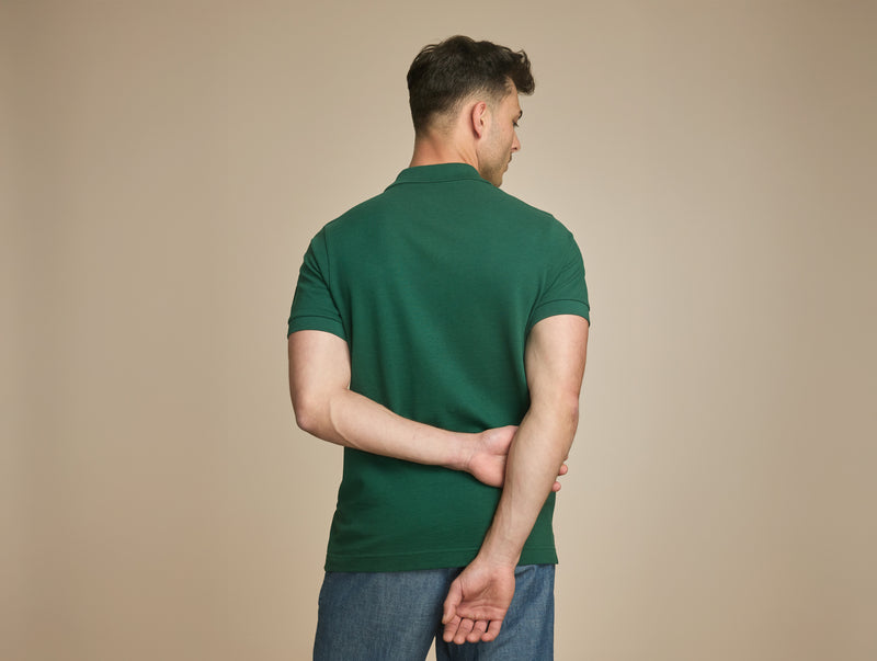 Pétrone Polo manches courtes Tencel coton bio vert émeraude homme