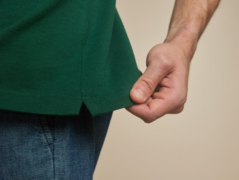 Pétrone Polo manches courtes Tencel coton bio vert émeraude homme