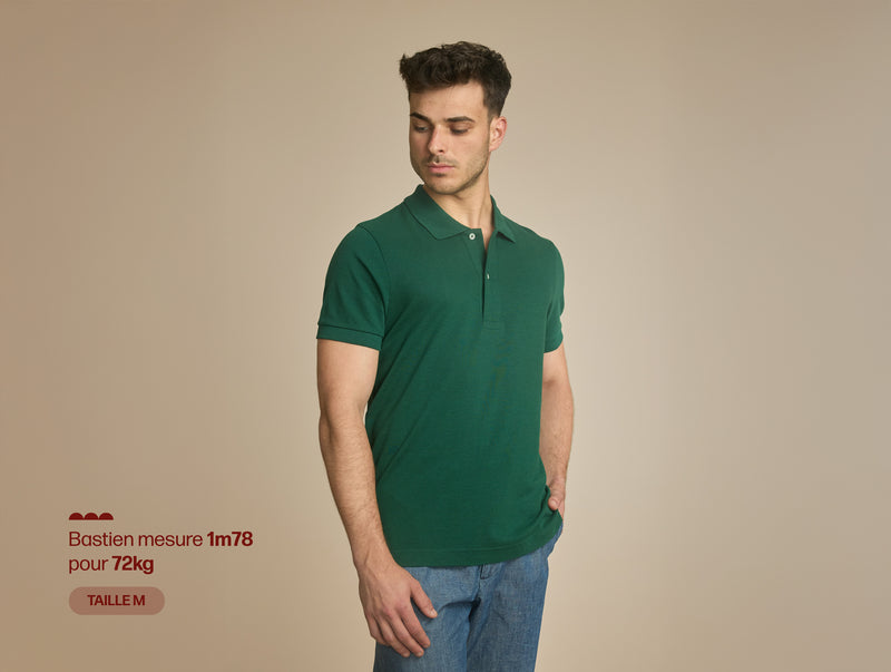 Pétrone Polo manches courtes Tencel coton bio vert émeraude homme