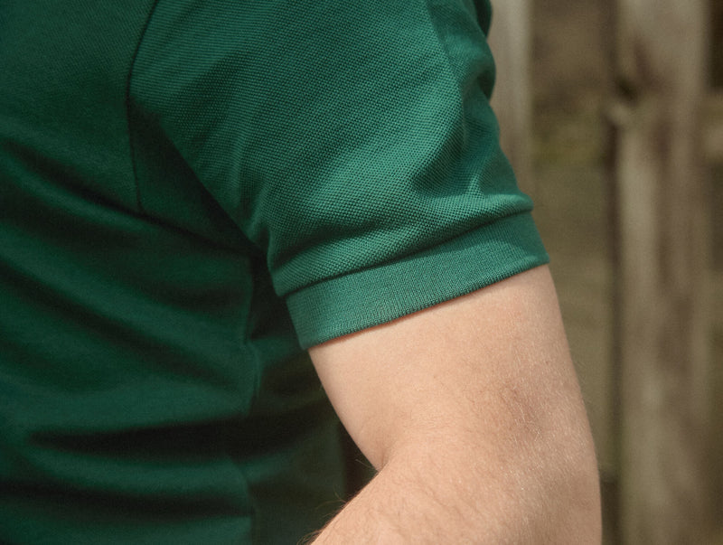 Pétrone Polo manches courtes Tencel coton bio vert émeraude homme