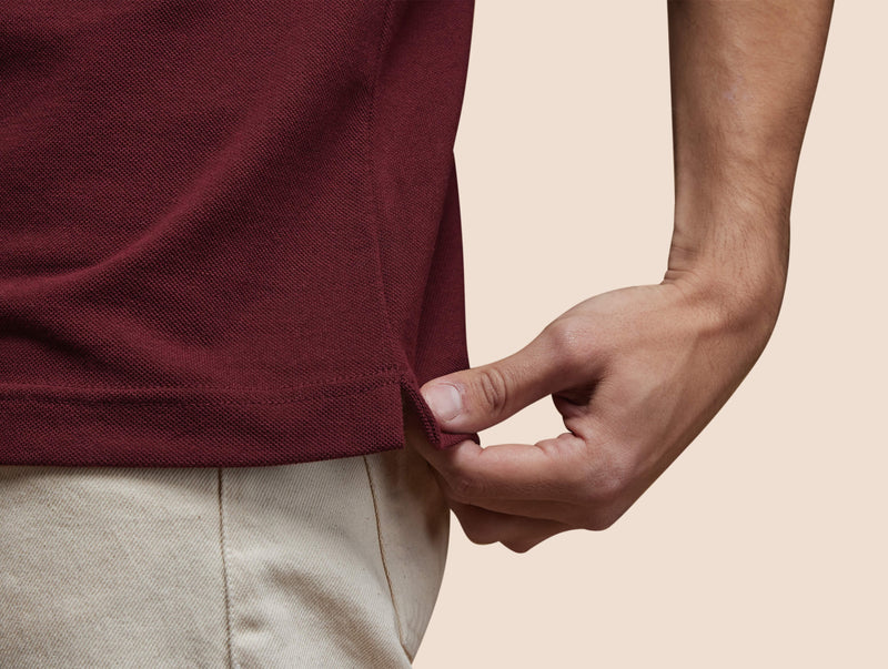 Pétrone Polo manches courtes Tencel coton bio bordeaux homme