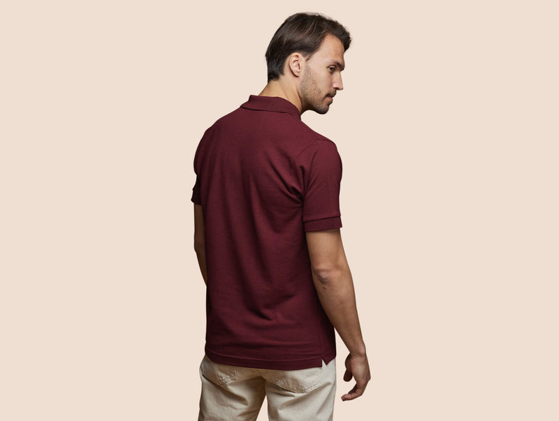 Pétrone Polo manches courtes Tencel coton bio bordeaux homme