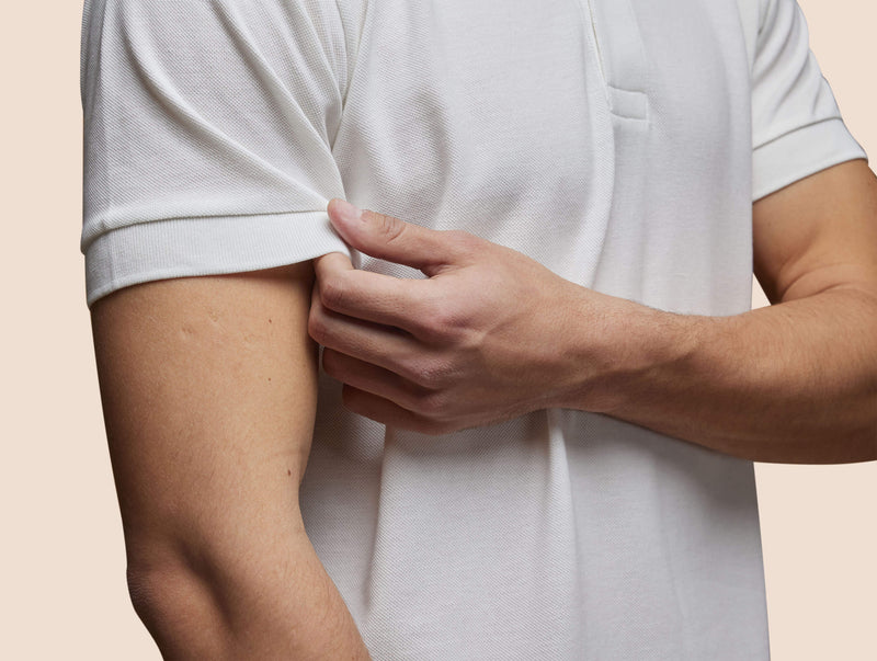 Pétrone Polo manches courtes Tencel coton bio blanc crème homme