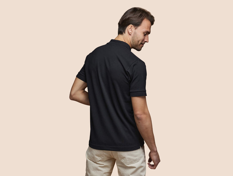 Pétrone Polo manches courtes Tencel coton bio noir homme