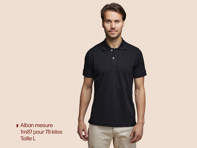 Pétrone Polo manches courtes Tencel coton bio noir homme