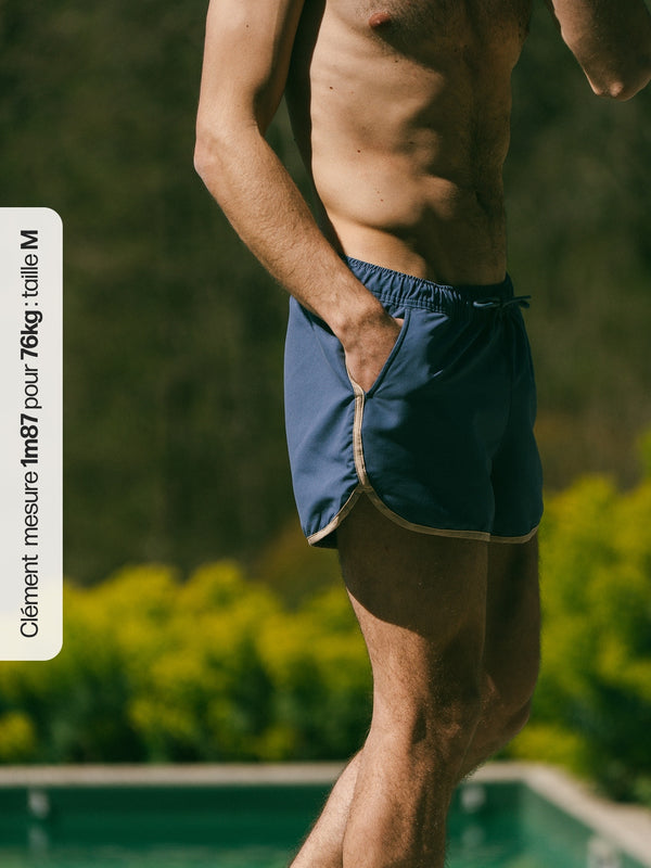 Pétrone short bain polyester recyclé bleu céruléen homme