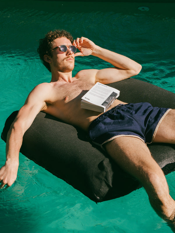 Pétrone short bain polyester recyclé bleu marine homme