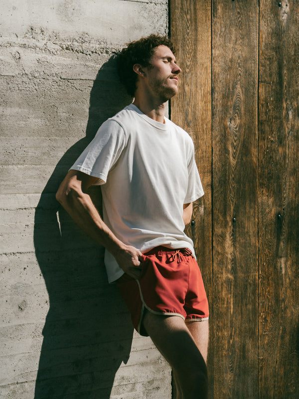 Pétrone short bain polyester recyclé rouille homme