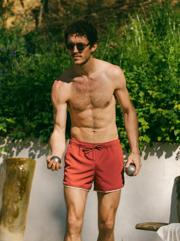 Pétrone short bain polyester recyclé rouille homme