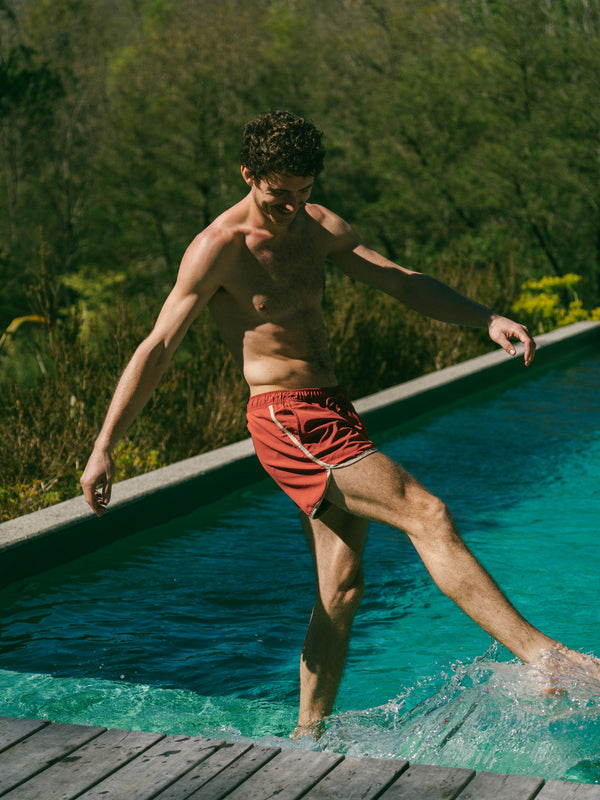 Pétrone short bain polyester recyclé rouille homme