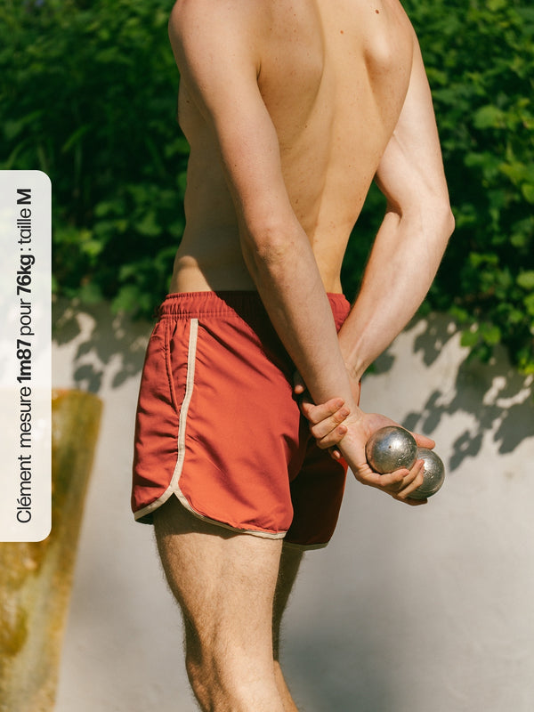 Pétrone short bain polyester recyclé rouille homme