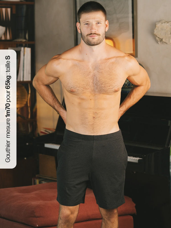 Pétrone short de pyjama coton biologique tencel lyocell gris anthracite homme