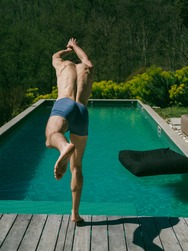 Pétrone shorty bain econyl bleu céruléen homme