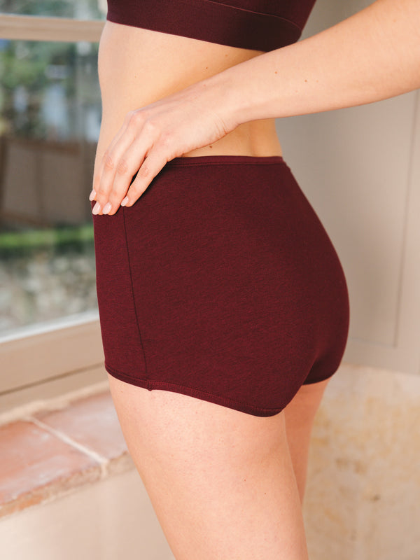 Pétrone shorty taille haute bordeaux femme