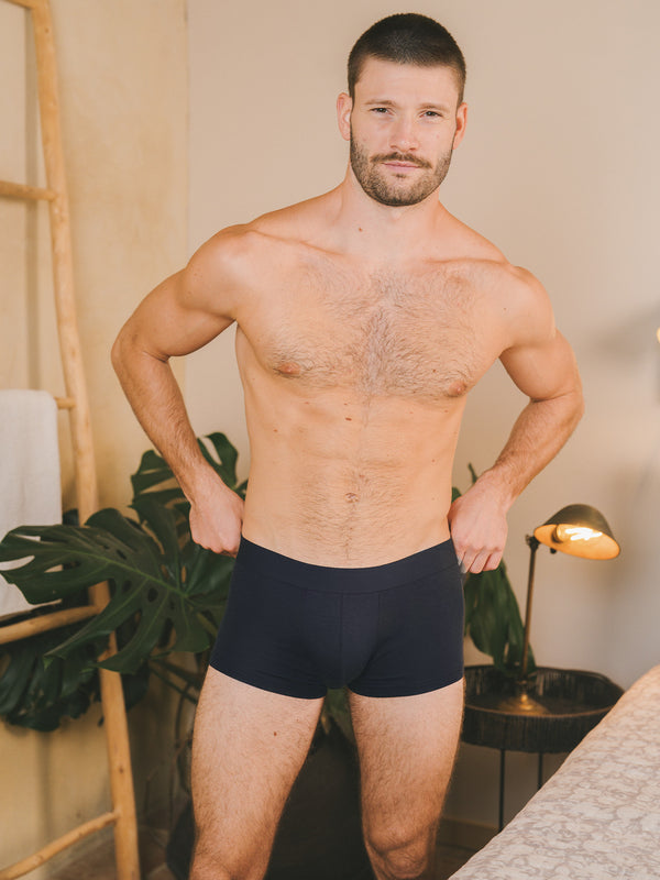 Pétrone shorty coton bio tencel bleu marine homme