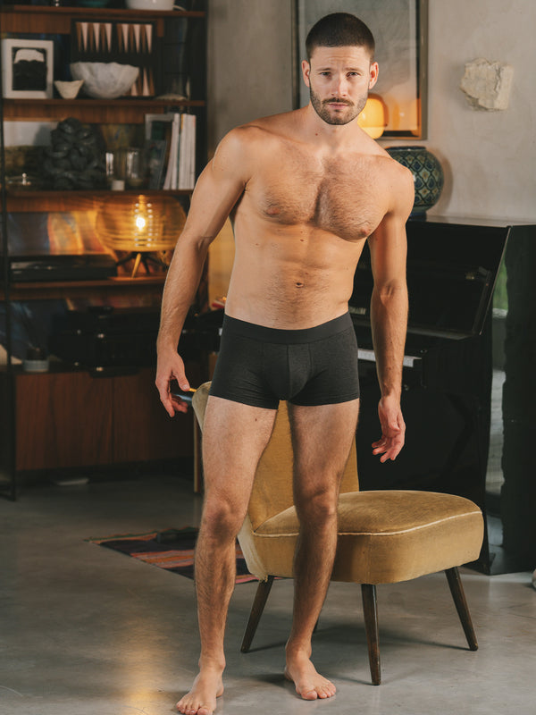 Pétrone shorty coton bio tencel gris anthracite homme