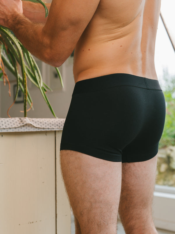 Pétrone shorty coton bio tencel noir homme