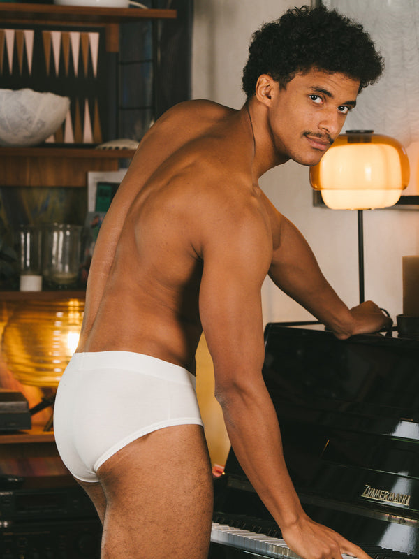 Pétrone slip coton biologique Tencel blanc crème homme