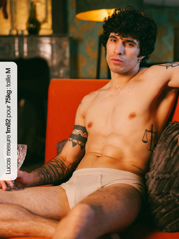Pétrone slip côtelé homme confortable coton biologique tencel lyocell beige