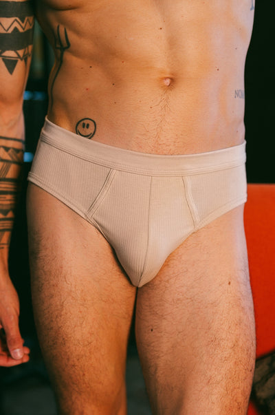 Pétrone slip côtelé homme confortable coton biologique tencel lyocell beige