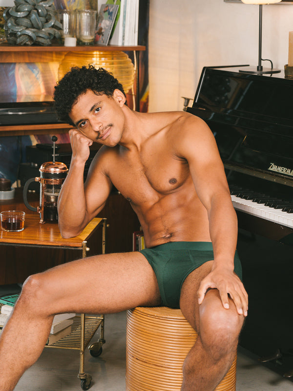 Pétrone slip coton biologique Tencel vert bouteille homme