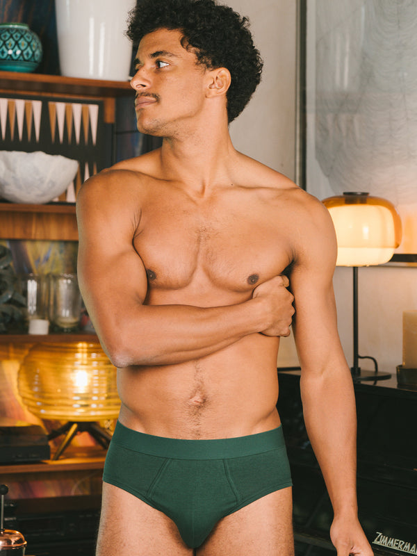Pétrone slip coton biologique Tencel vert bouteille homme