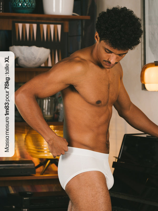 Pétrone slip coton biologique Tencel blanc crème homme