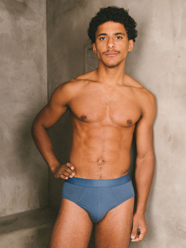 Pétrone slip coton biologique Tencel bleu céruléen homme
