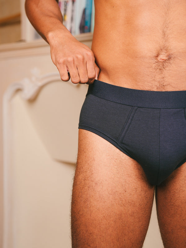 Pétrone slip coton biologique Tencel bleu marine homme