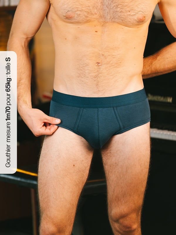 Pétrone slip coton biologique tencel lyocell bleu pétrole homme