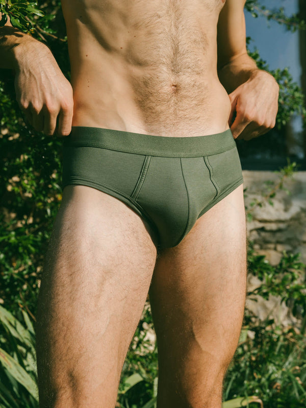 Pétrone slip coton biologique tencel lyocell vert kaki homme