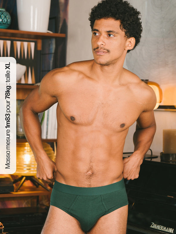 Pétrone slip coton biologique Tencel vert bouteille homme