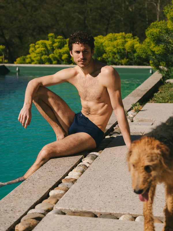 Pétrone slip bain econyl bleu marine homme