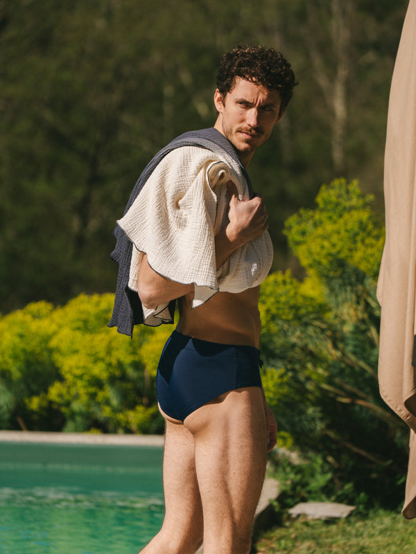 Pétrone slip bain econyl bleu marine homme