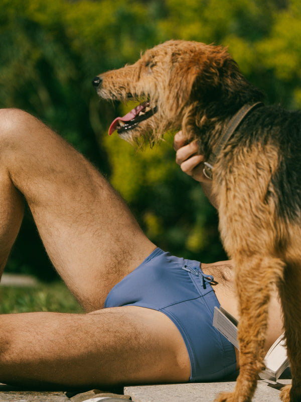 Pétrone slip bain econyl bleu céruléen homme