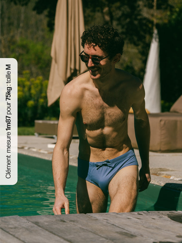 Pétrone slip bain econyl bleu céruléen homme