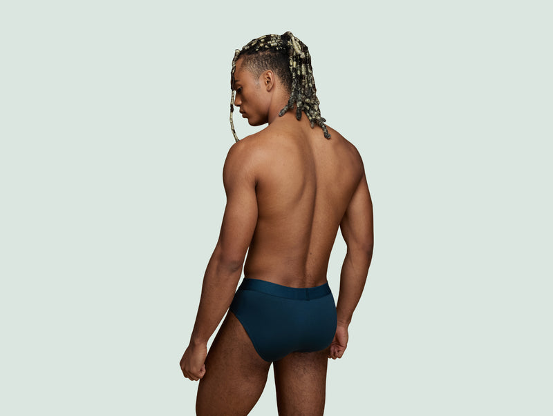 Pétrone slip sport tencel bleu pétrole homme dos