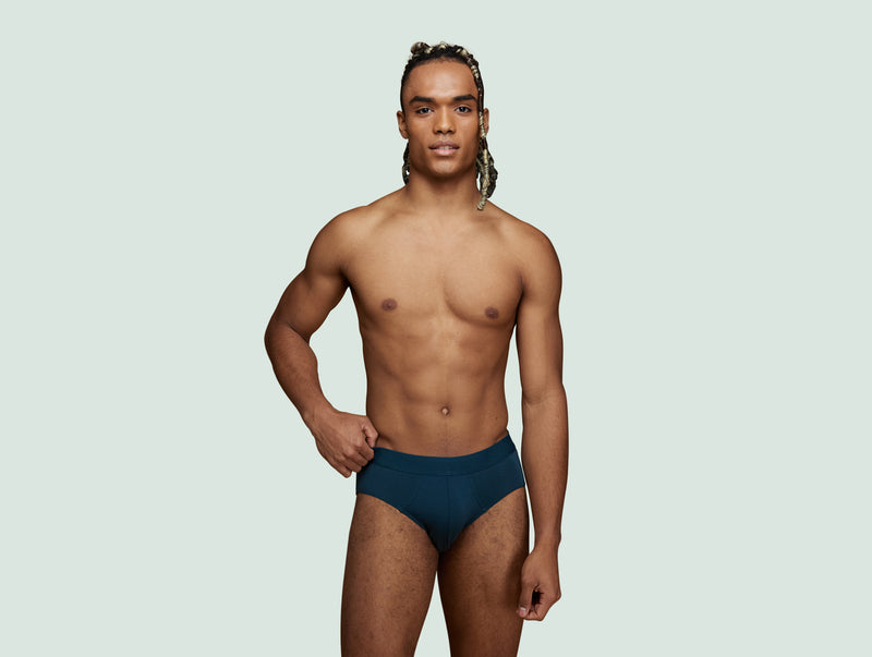 Pétrone slip sport tencel bleu pétrole homme face